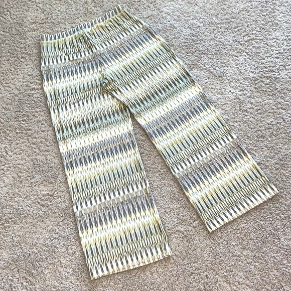 Chico’s Travelers Classic Ikat Fluid Pants ~ Ecru/Yellow/Grey - Picture 3 of 7